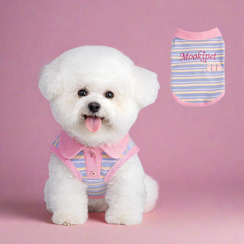 Foba Paws | Pinky Power-Barbie Princess Pet Fashion: Pink Striped Collar Polo Shirt for Dogs and Cats - Foba Paws: Terrier Haven