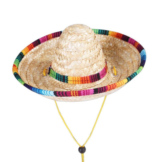 Foba Paws｜Rainbow Q - Pet woven straw hat, Mexican rainbow style hat - Foba Paws: Terrier Haven