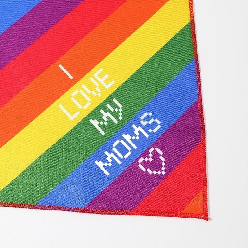 Foba Paws | Rainbow Q-Pet saliva towel rainbow striped headscarf-I LOVE MY MOMS - Foba Paws: Terrier Haven