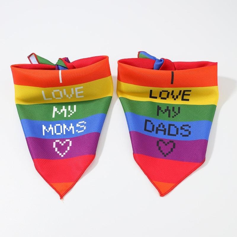 Foba Paws | Rainbow Q-Pet saliva towel rainbow striped headscarf-I LOVE MY MOMS - Foba Paws: Terrier Haven