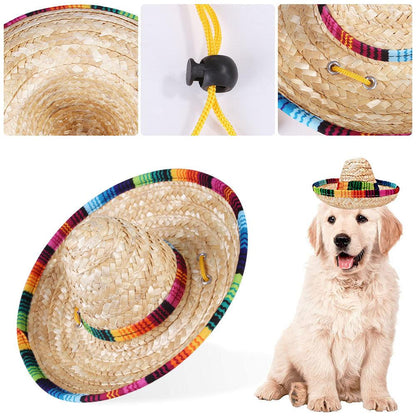 Foba Paws｜Rainbow Q - Pet woven straw hat, Mexican rainbow style hat - Foba Paws: Terrier Haven