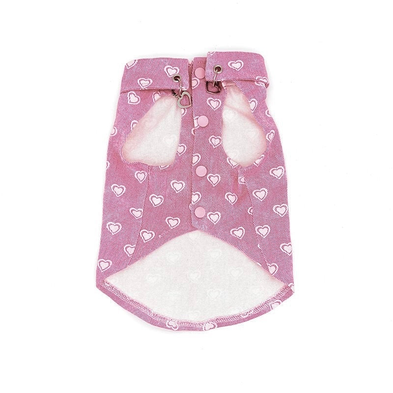 Foba Paws｜Pinky Power-Sleeveless Dog Barbie pink Denim Shirt - Foba Paws: Terrier Haven