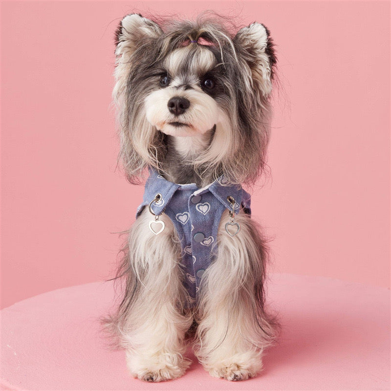 Foba Paws｜Pinky Power-Sleeveless Dog Barbie pink Denim Shirt - Foba Paws: Terrier Haven