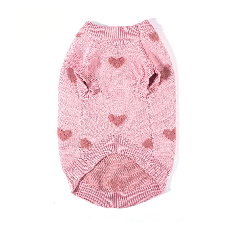 Foba Paws｜LOVE IS LOVE-Pet Pink Heart Hand-made Knitted Sweater - Foba Paws: Terrier Haven