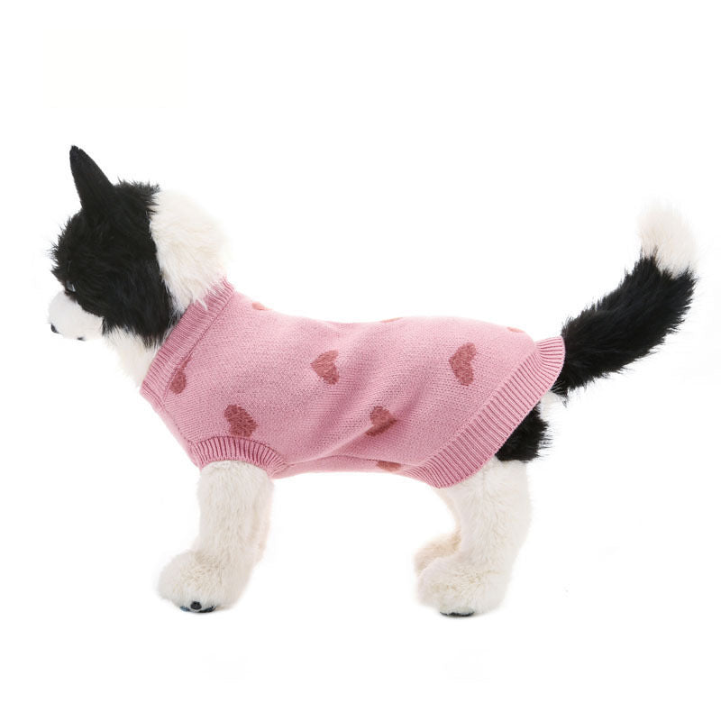 Foba Paws｜LOVE IS LOVE-Pet Pink Heart Hand-made Knitted Sweater - Foba Paws: Terrier Haven