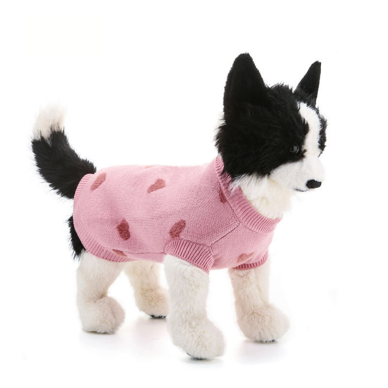 Foba Paws｜LOVE IS LOVE-Pet Pink Heart Hand-made Knitted Sweater - Foba Paws: Terrier Haven