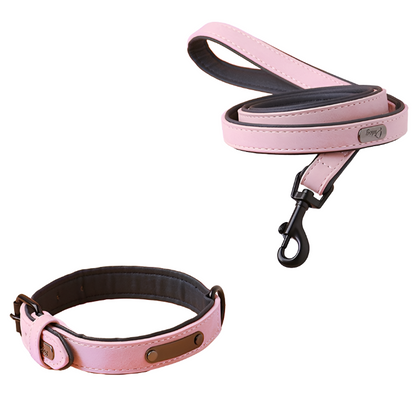 Foba Paws｜PINKY POWER-Soft Leather Paded Personalized Dog Collar with Name Plate Engraved - Foba Paws: Terrier Haven