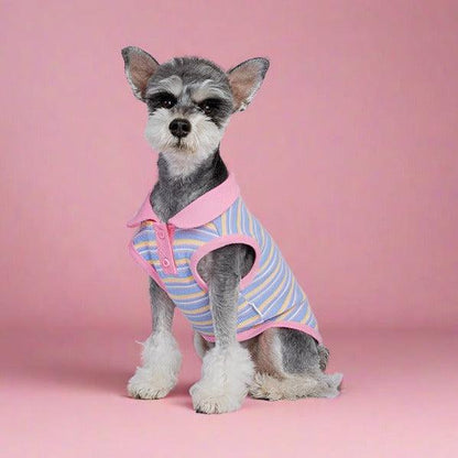 Foba Paws | Pinky Power-Barbie Princess Pet Fashion: Pink Striped Collar Polo Shirt for Dogs and Cats - Foba Paws: Terrier Haven