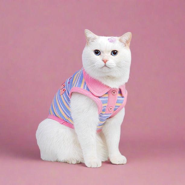 Foba Paws | Pinky Power-Barbie Princess Pet Fashion: Pink Striped Collar Polo Shirt for Dogs and Cats - Foba Paws: Terrier Haven