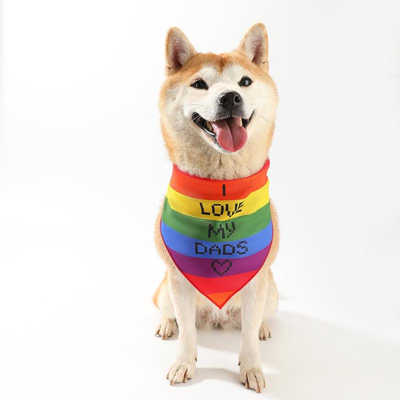 Foba Paws | Rainbow Q-Pet saliva towel rainbow striped headscarf-I LOVE MY MOMS - Foba Paws: Terrier Haven